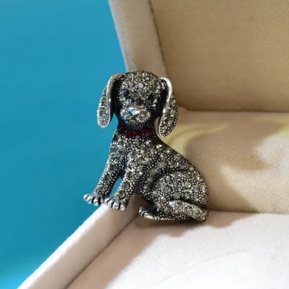 New (1 Left)⚠️ Rhinestone Cute Puppy Brooch